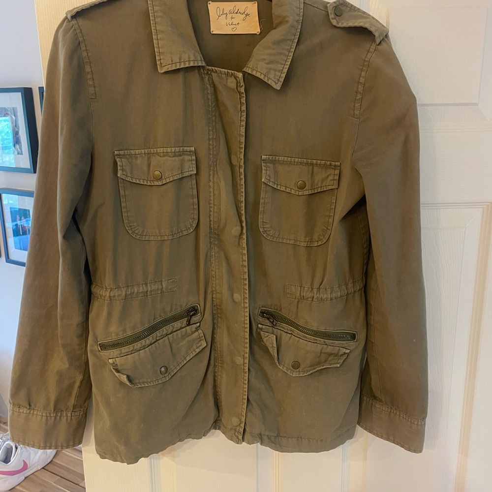 Velvet military olive jacket- size small